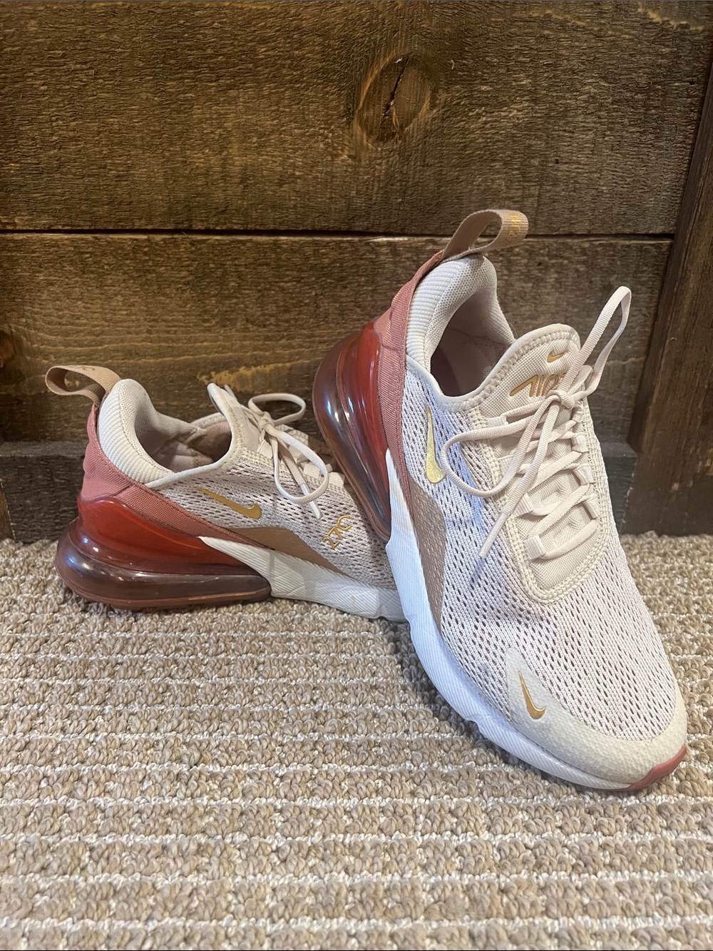 Nike Air Max 270 Cream & Rust Running Shoes